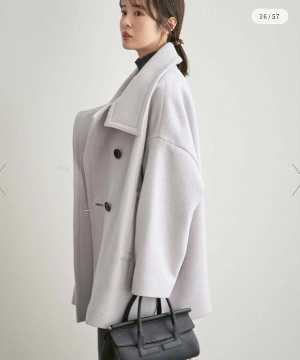 新品タグ付✨NOBLE スタンドカラーオーバーコート 完売色ベージュ 日本製 F