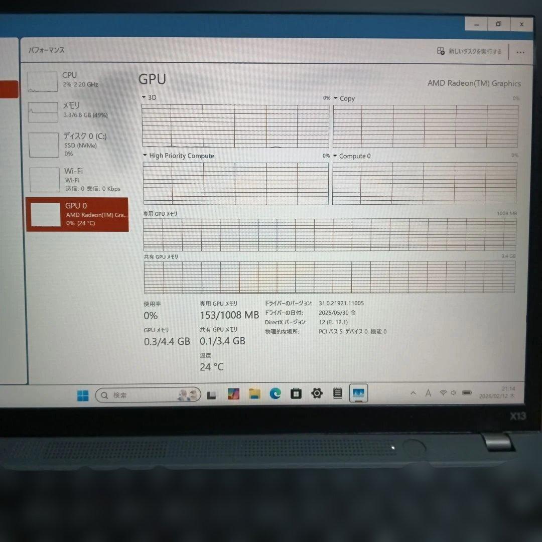 Windowsノート本体 Lenovo ThinkPad X13 Gen2 Ryzen5 5650U