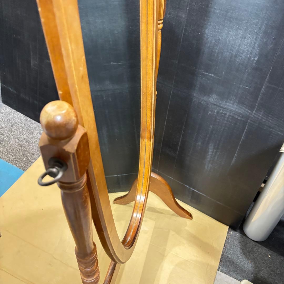 アンティーク 木製オーバルスタンドミラー レトロ