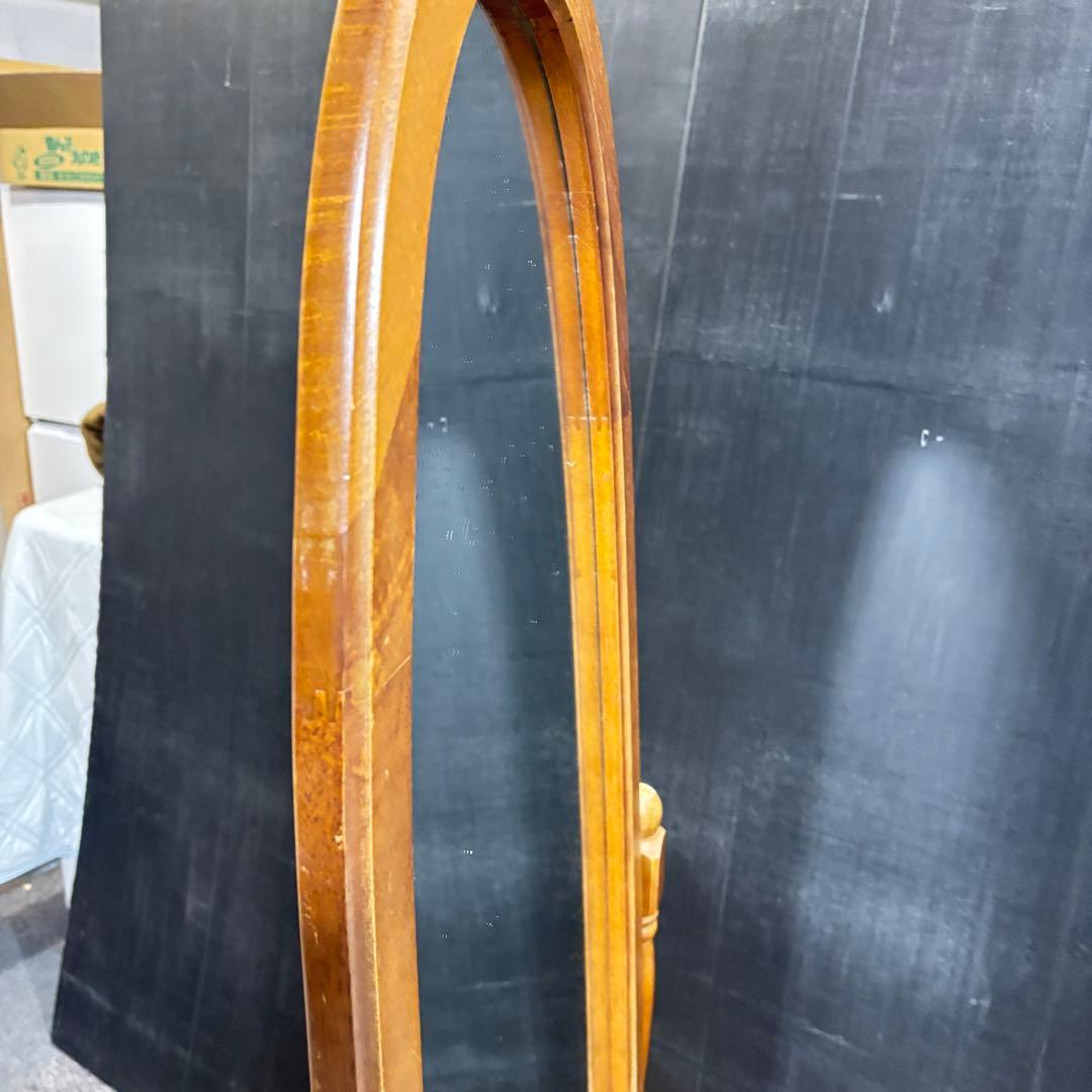 アンティーク 木製オーバルスタンドミラー レトロ