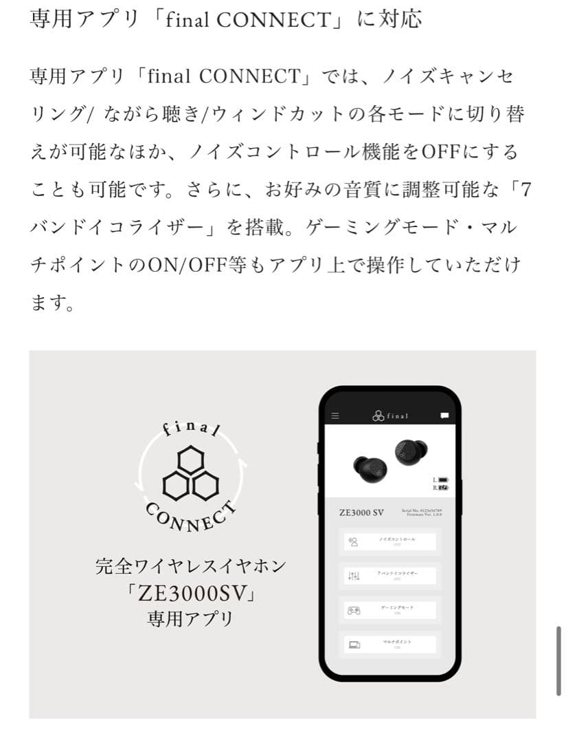 最安値　final ZE3000SV ブラック 完全ワイヤレスイヤフォン