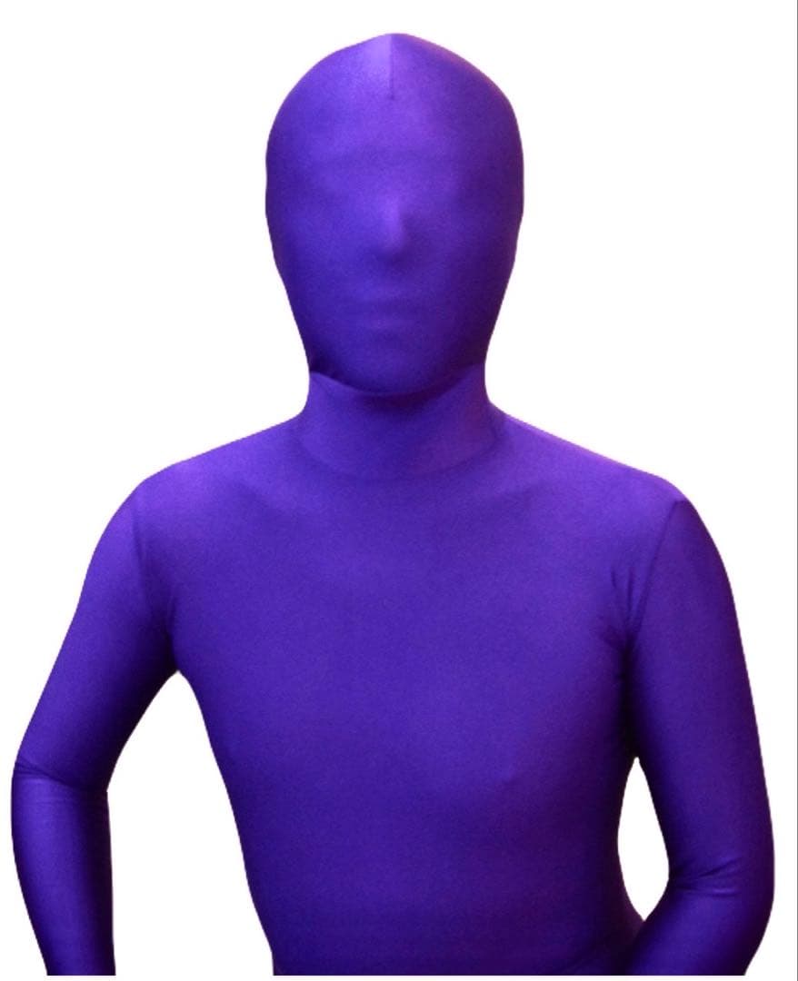 即購入OK。Lサイズパープル男性用凸仕様ゼンタイフルフェイスマスク全身タイツ
