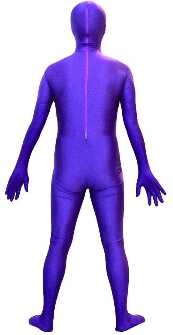 即購入OK。Lサイズパープル男性用凸仕様ゼンタイフルフェイスマスク全身タイツ