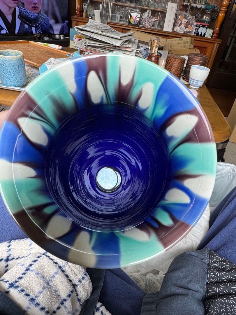 人間国宝　三代　徳田八十吉　燿彩杯　高さ36.5cm