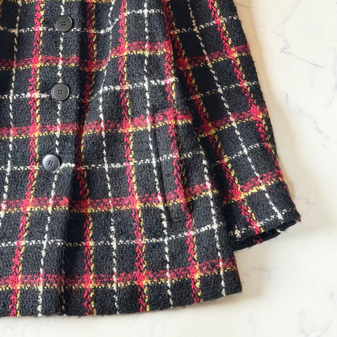 【希少】 アニエスベー フランス製 ウールジャケットコート ツイード チェック柄