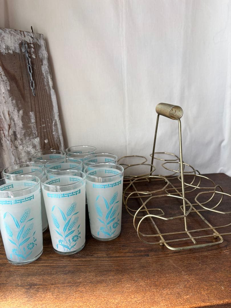 最終価格 ビンテージ グラス8個＆グラスホルダー セット
