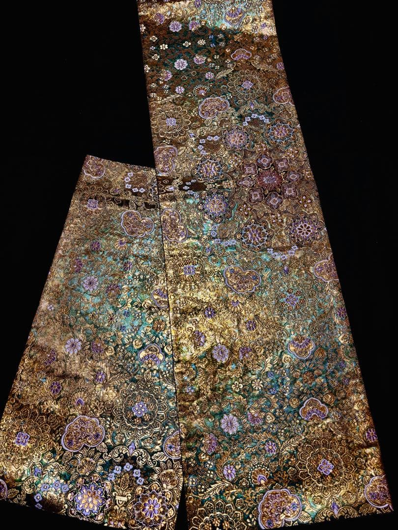 【美品】螺鈿 宝相華 金色 六通