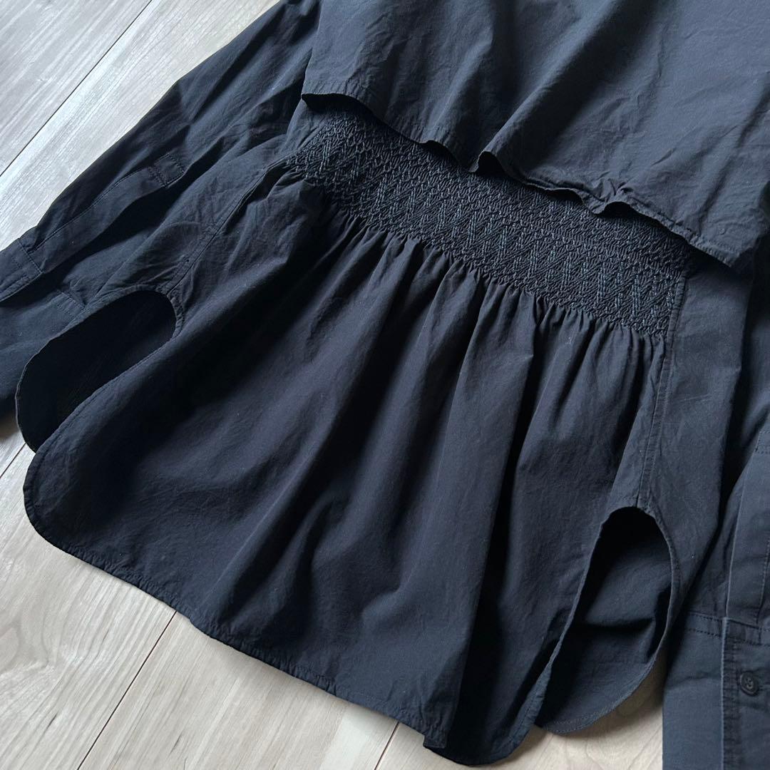 20ss＊Y’s PINK バックフラップ ブラック バンドカラーシャツ 2 黒