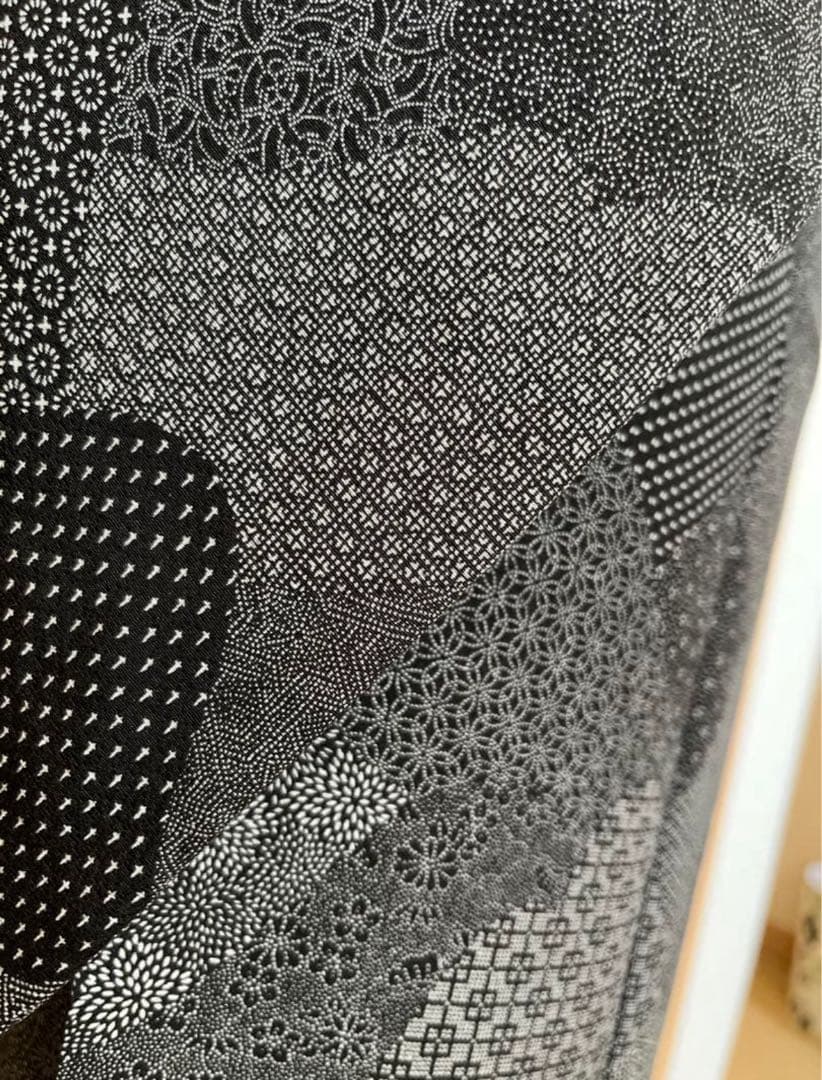 小紋　江戸小紋　モノトーン　切りばめ文様　作家物