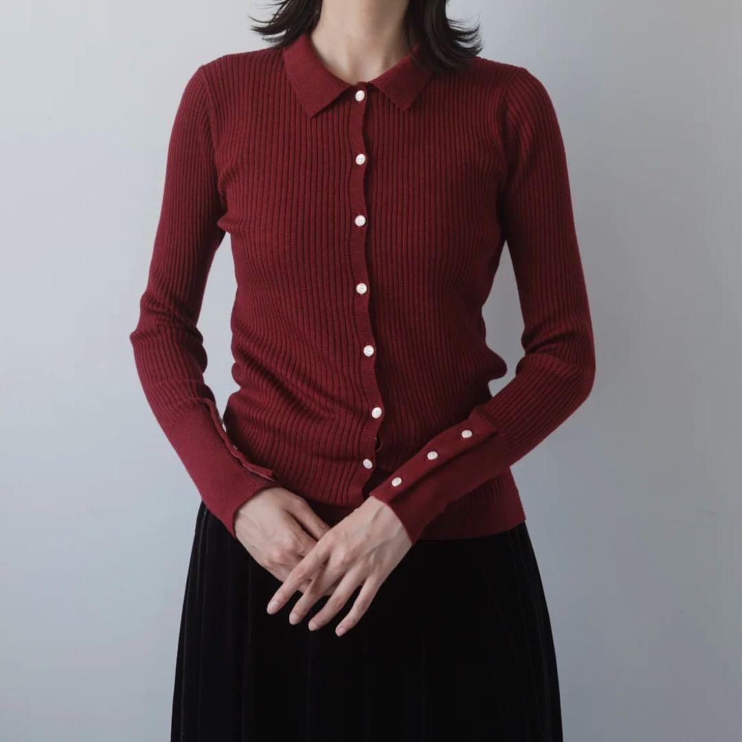 新品 foufou ニットポロカーディガン