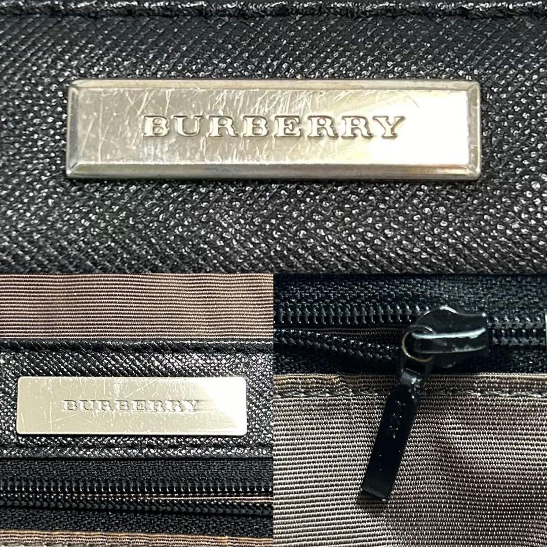 【極美品】バーバリー ワンハンドバッグ レザー ノバチェック 肩掛け 黒 ロゴ