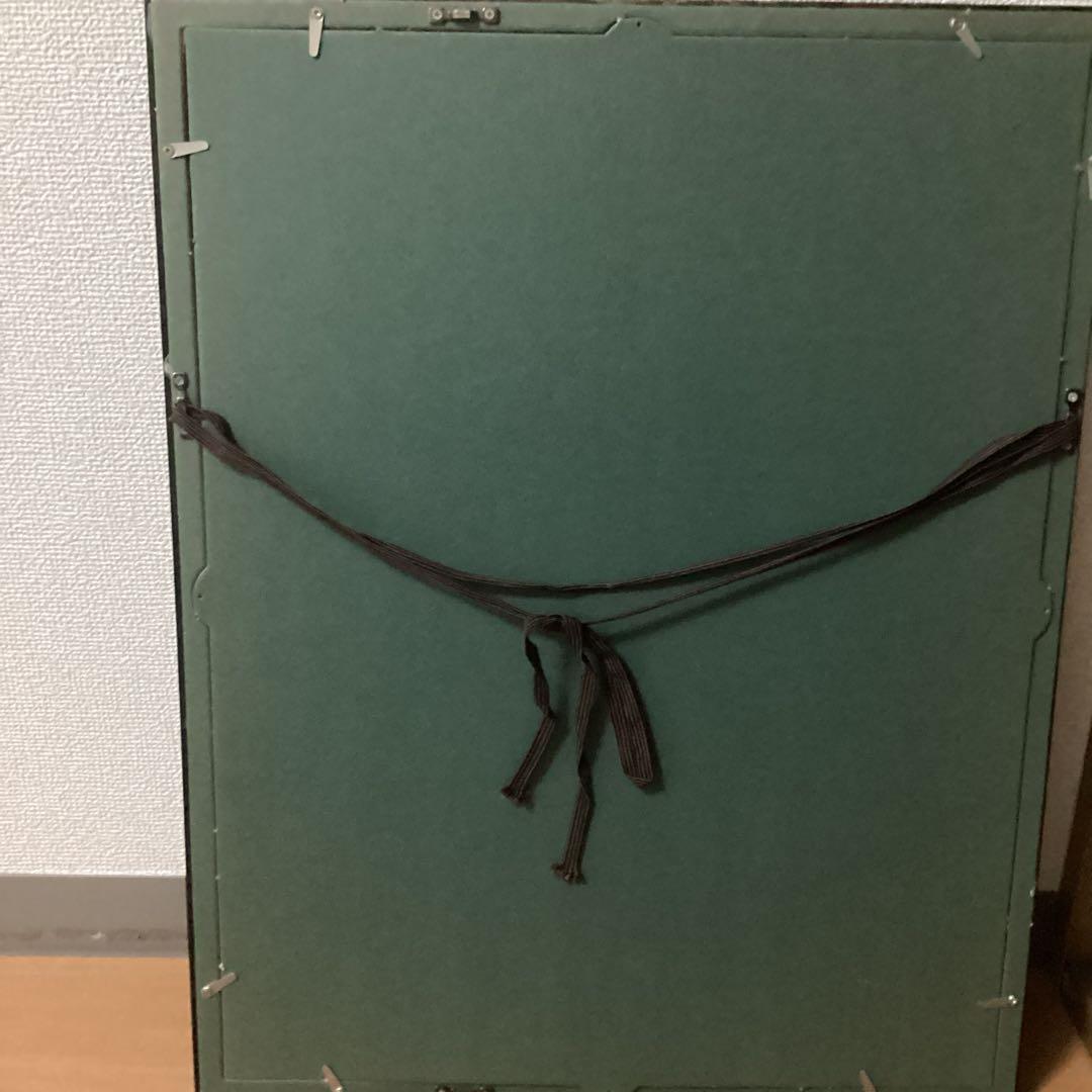 インドネシア　民芸品　布製カロチャ刺繍調　リシェリュ風カットワーク 　木枠額装