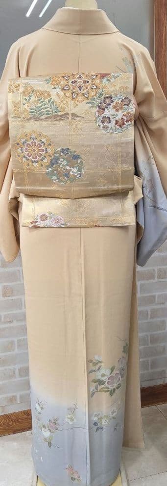 訪問着 4点フルセット、着物、袋帯、帯締め、帯揚げ ゆき丈長め69
