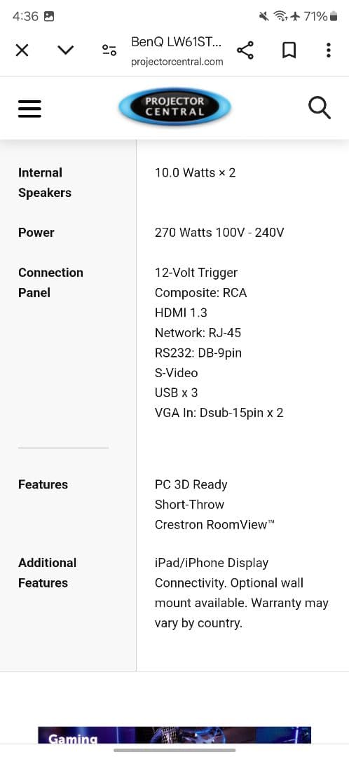 BenQ プロジェクター SmartEco 未使用 LW61ST 3d