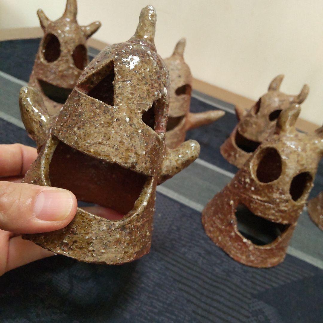 面白い 明かりカバー8ケ 備前焼