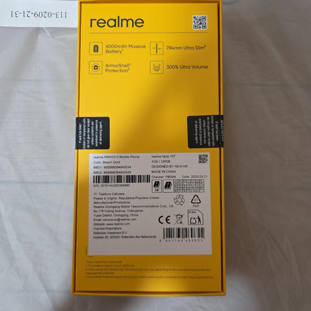 スマートフォン本体 realme Note 70T 128GB 4GB RAM