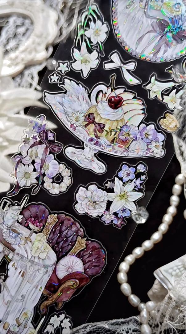 【9476】海外　5m巻　貝殻光カッティングマスキングテープ　お茶会　装飾系