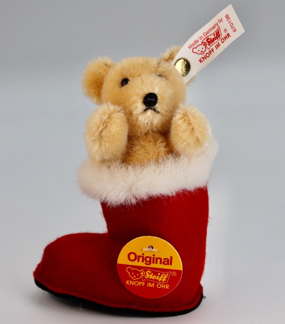Steiff クリスマスブーツの中の小さなテディベア10cm 2000年度製品
