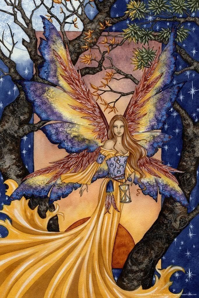 新品 エイミー・ブラウン 砂時計を持った妖精 ヴィンテージステンドグラス時は飛ぶ