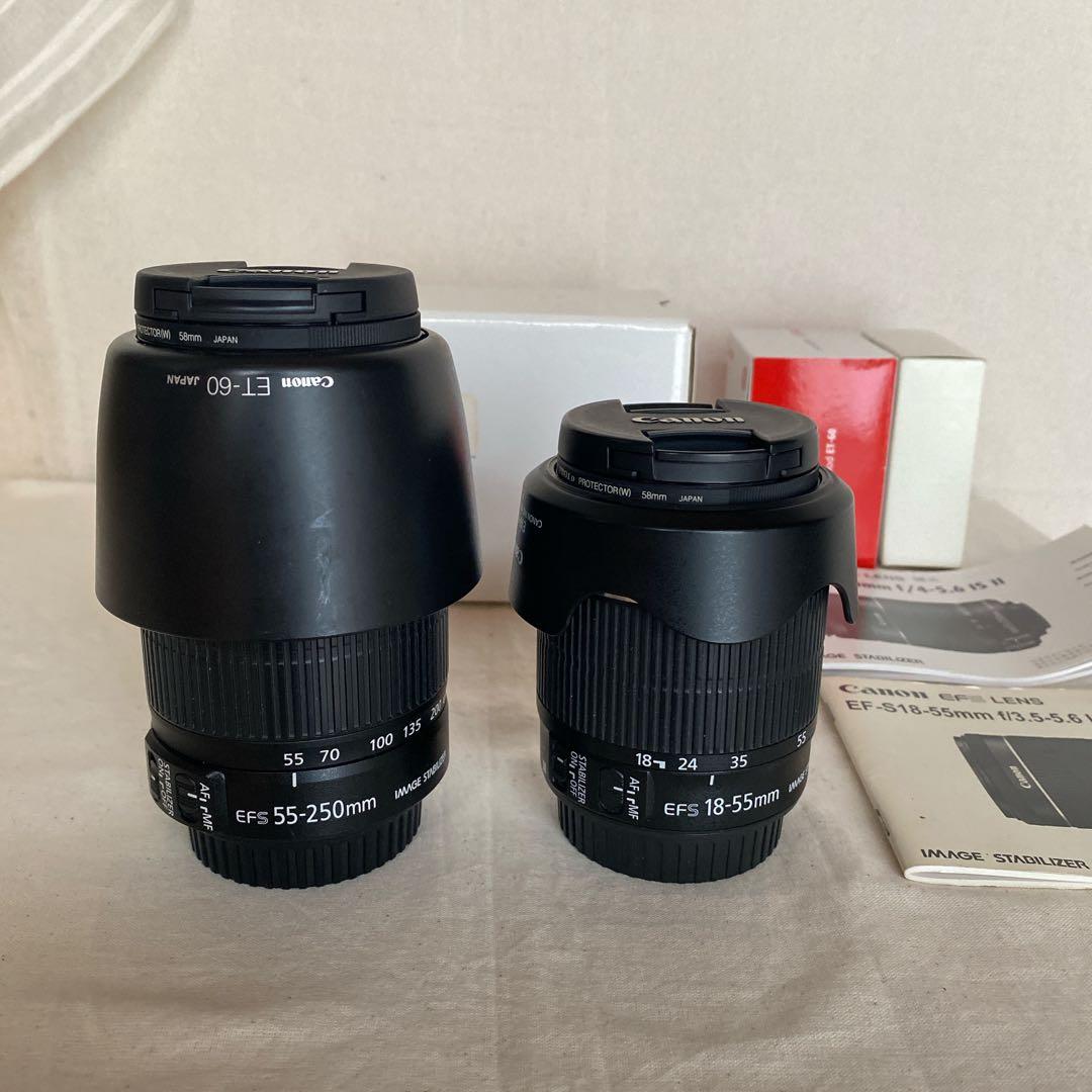Canon キャノン ダブルレンズ　s18-55 s55-250フード付
