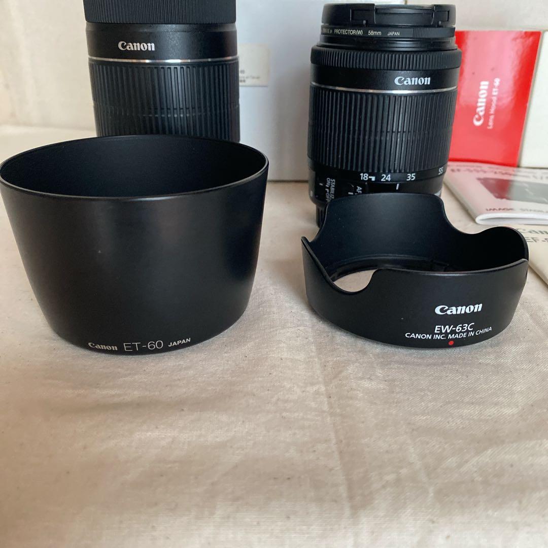 Canon キャノン ダブルレンズ　s18-55 s55-250フード付