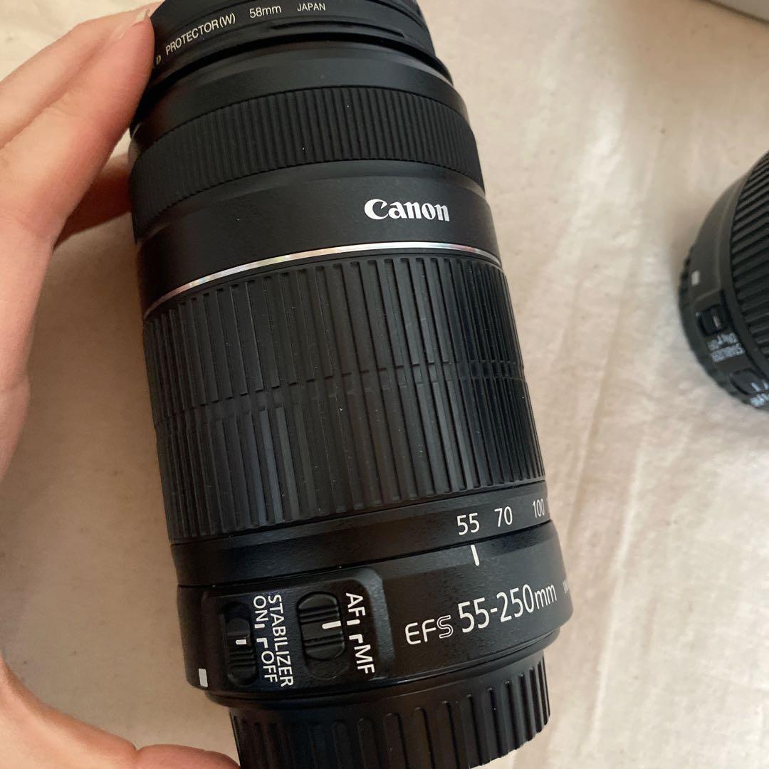 Canon キャノン ダブルレンズ　s18-55 s55-250フード付