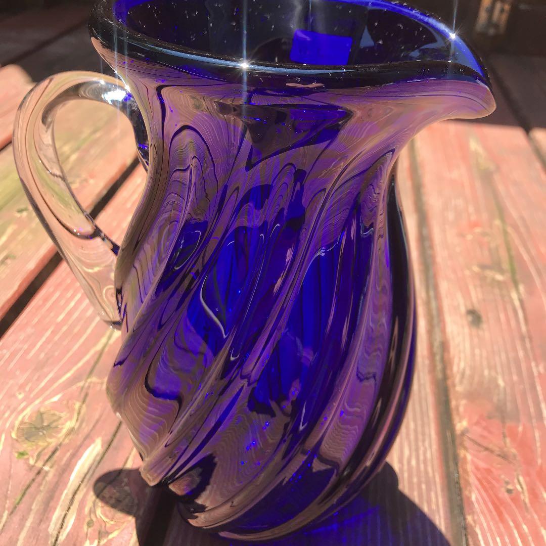 Art Glass IWATU GLASS 瑠璃色の花瓶