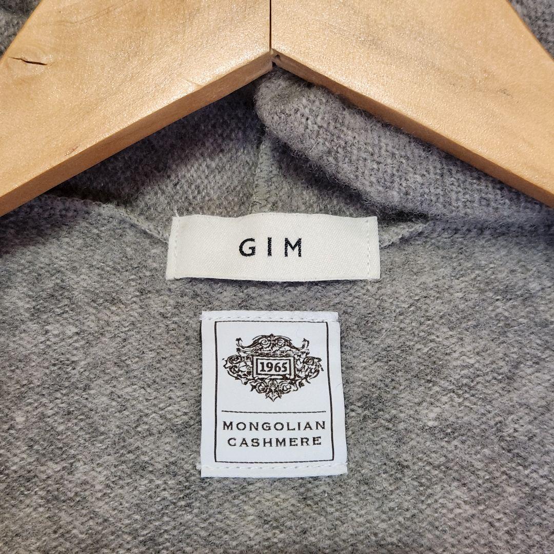 美品◆GIM ジム ニット ハイゲージ パーカー ダブルジップ カシミヤ L