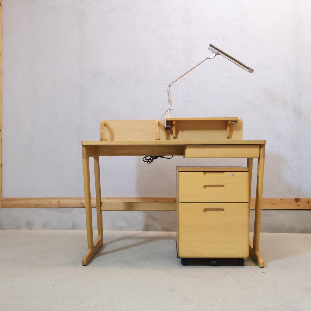 karimoku カリモク オーク材 デスクセット 学習机 ワゴン付 ライト付