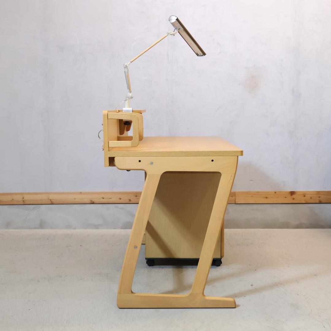 karimoku カリモク オーク材 デスクセット 学習机 ワゴン付 ライト付