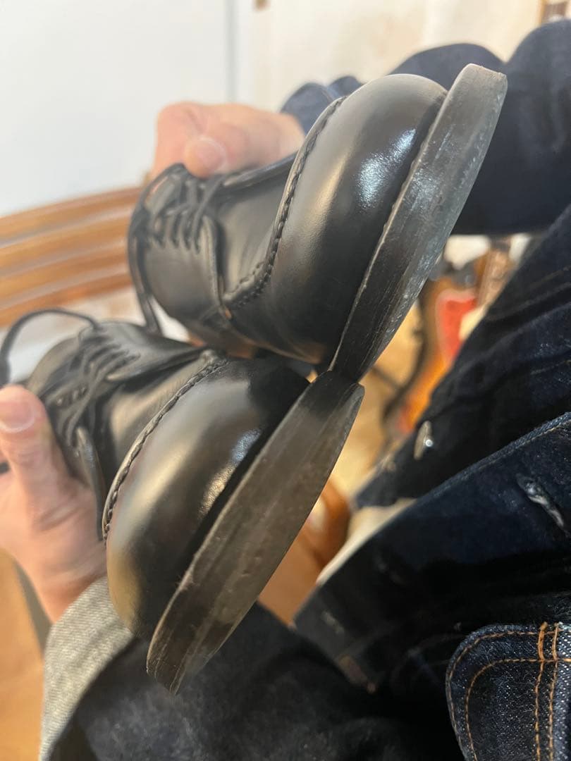 ウィールローブ、WHEELROVE黒 レザー シューズ25.5