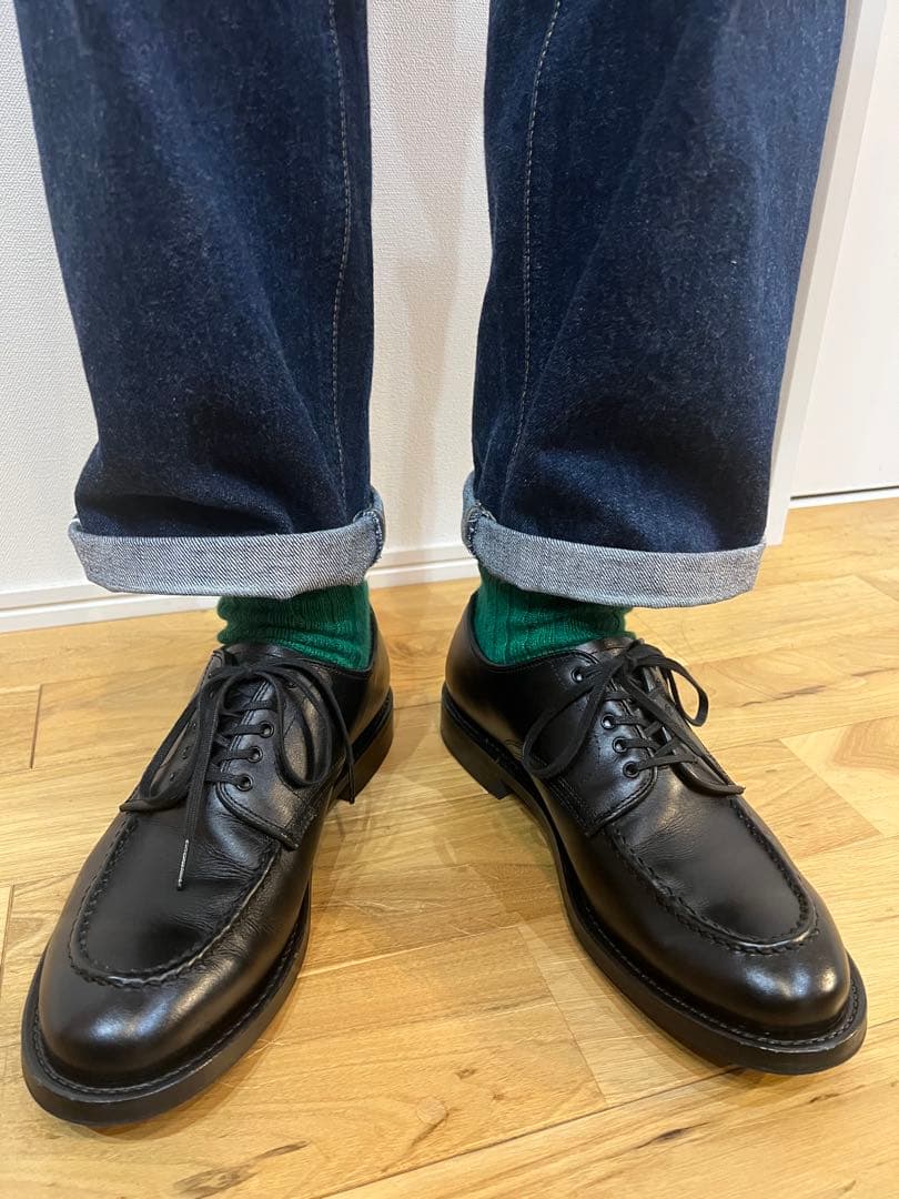 ウィールローブ、WHEELROVE黒 レザー シューズ25.5