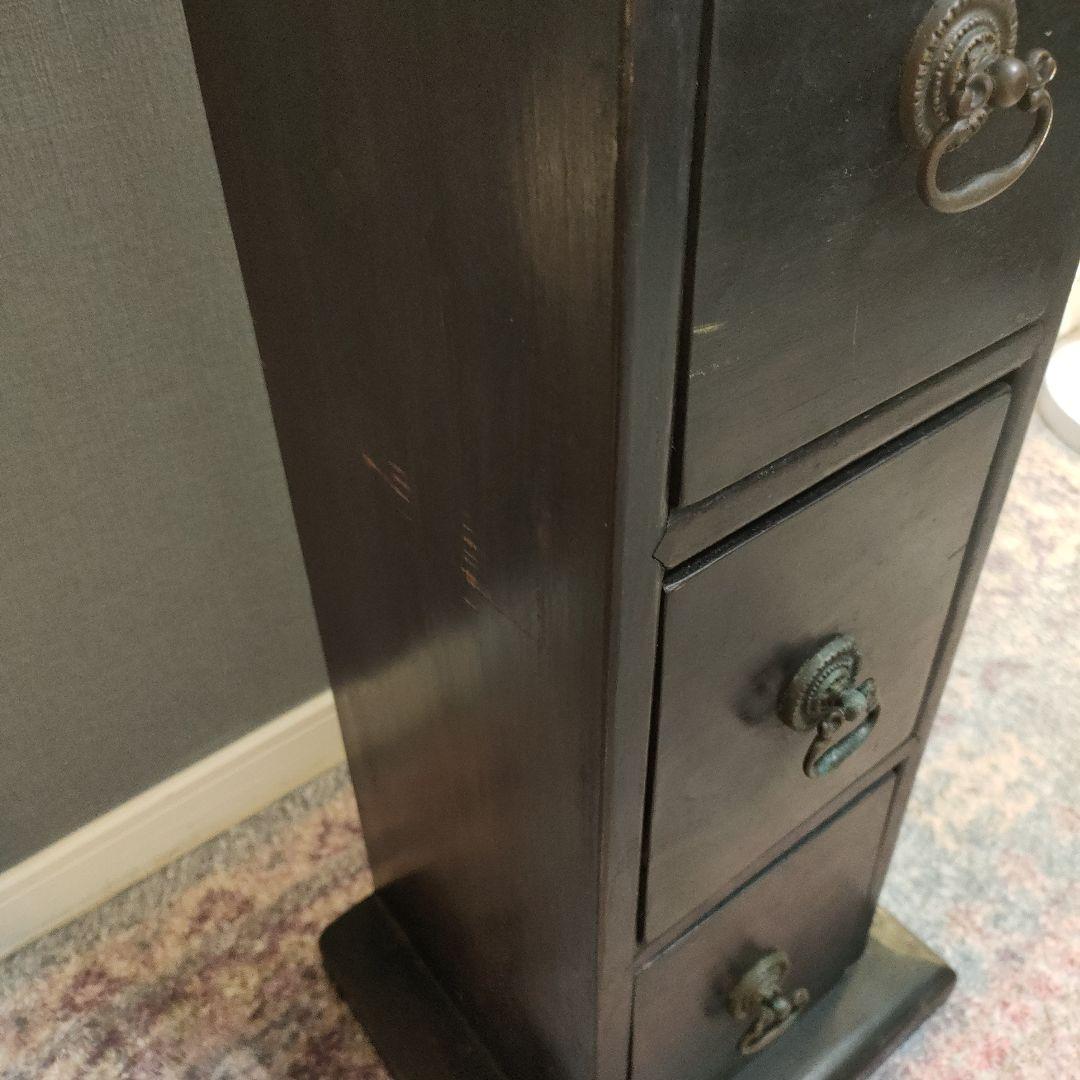 アジアンヴィンテージ ブラックスリムチェスト 6段 隙間収納