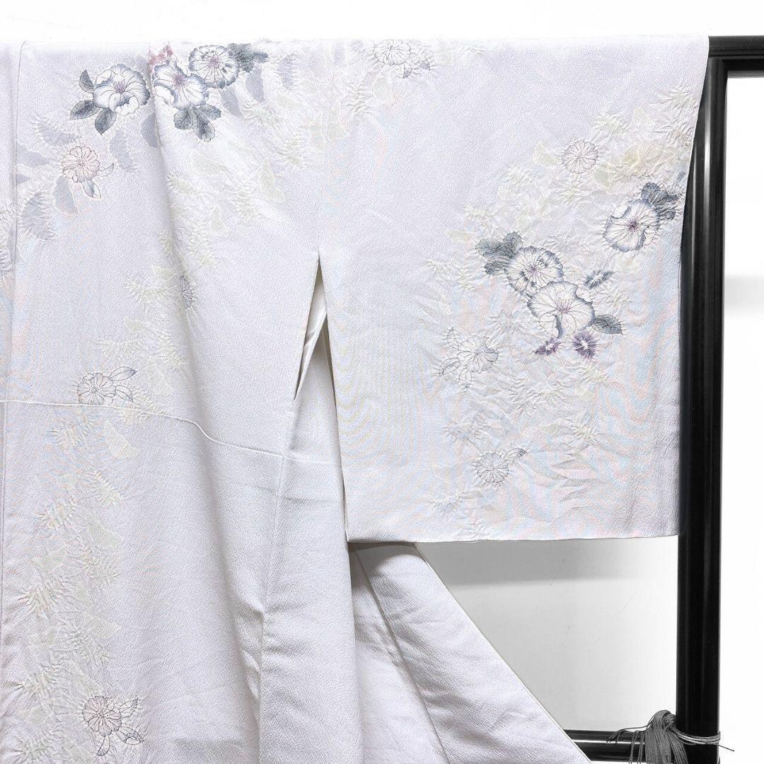 訪問着　作家もの　辻ヶ花　絞り　藤の花　淡色　着物　124b p ms