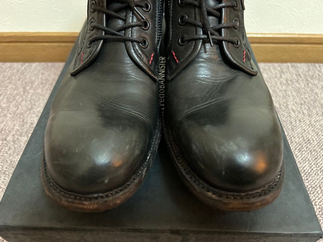 アルフレッドバニスター レザー ブーツ ダブルジッパー ブラック 41