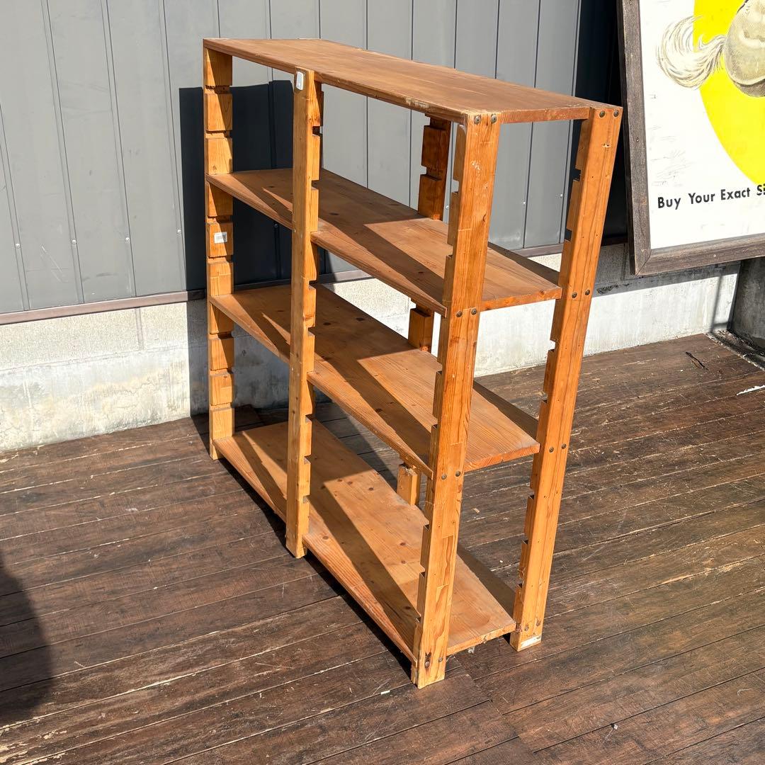 ヴィンテージ 木製シェルフ オープンラック 飾り棚 ディスプレイ棚 古家具 北欧