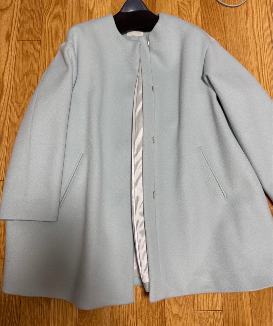 試着のみイエナ24aw シャルムビーバーAラインコート サックスブルー