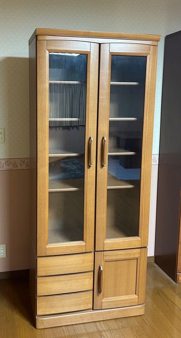 ガラス扉付き書棚 80幅