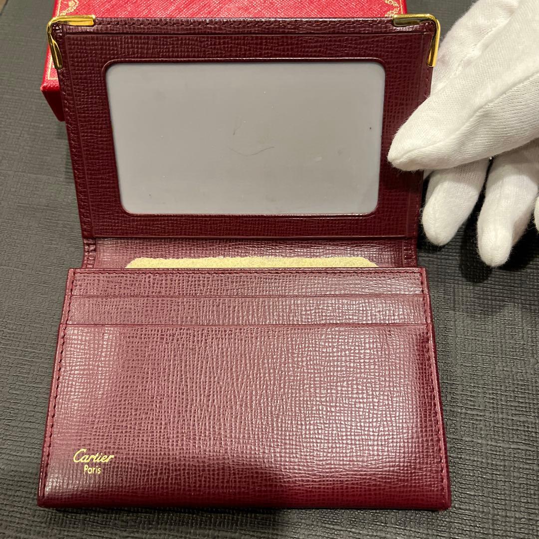 カルティエ マストライン 名刺入れ カードケース パスケース レザー ボルドー