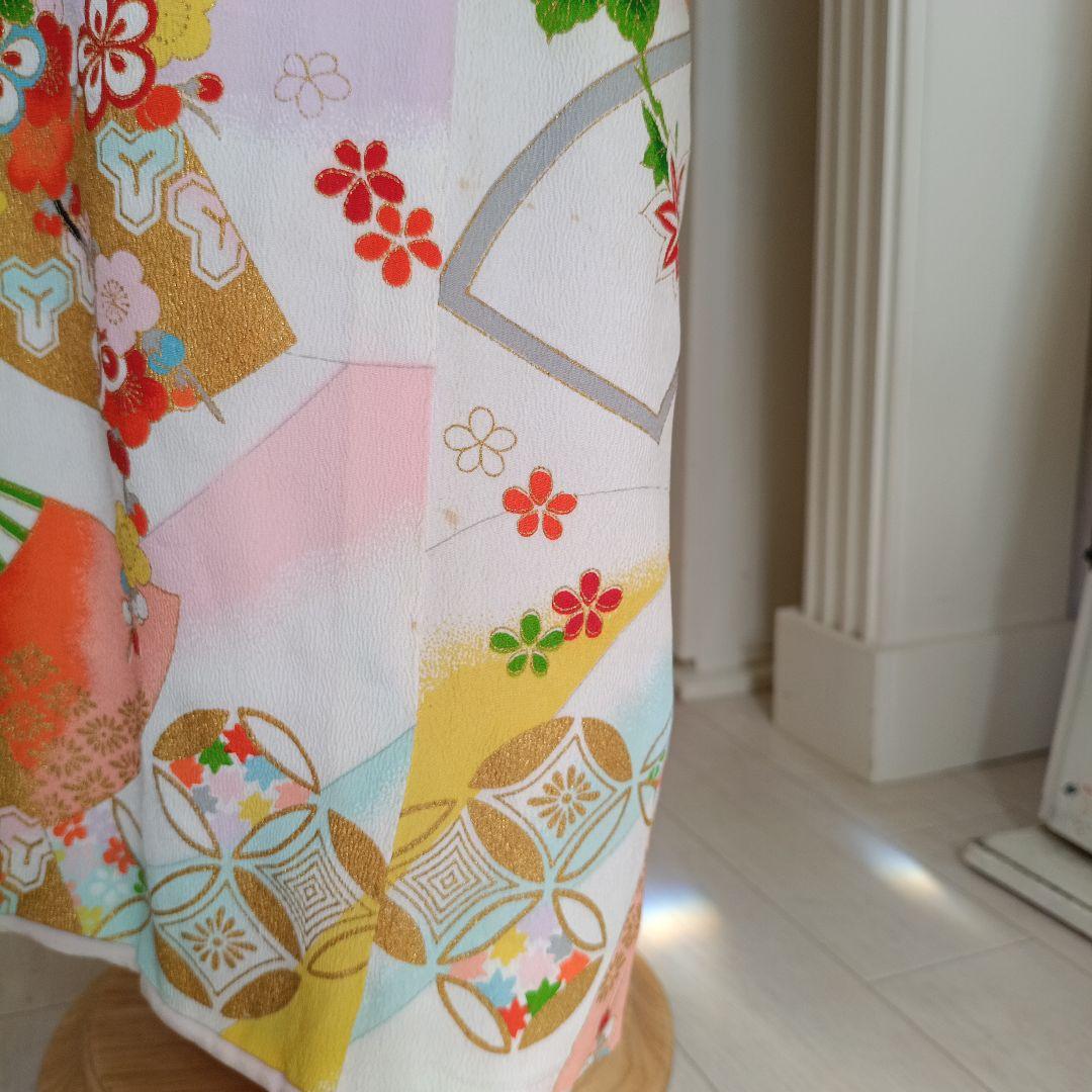 アンティーク白色系着物と作り帯