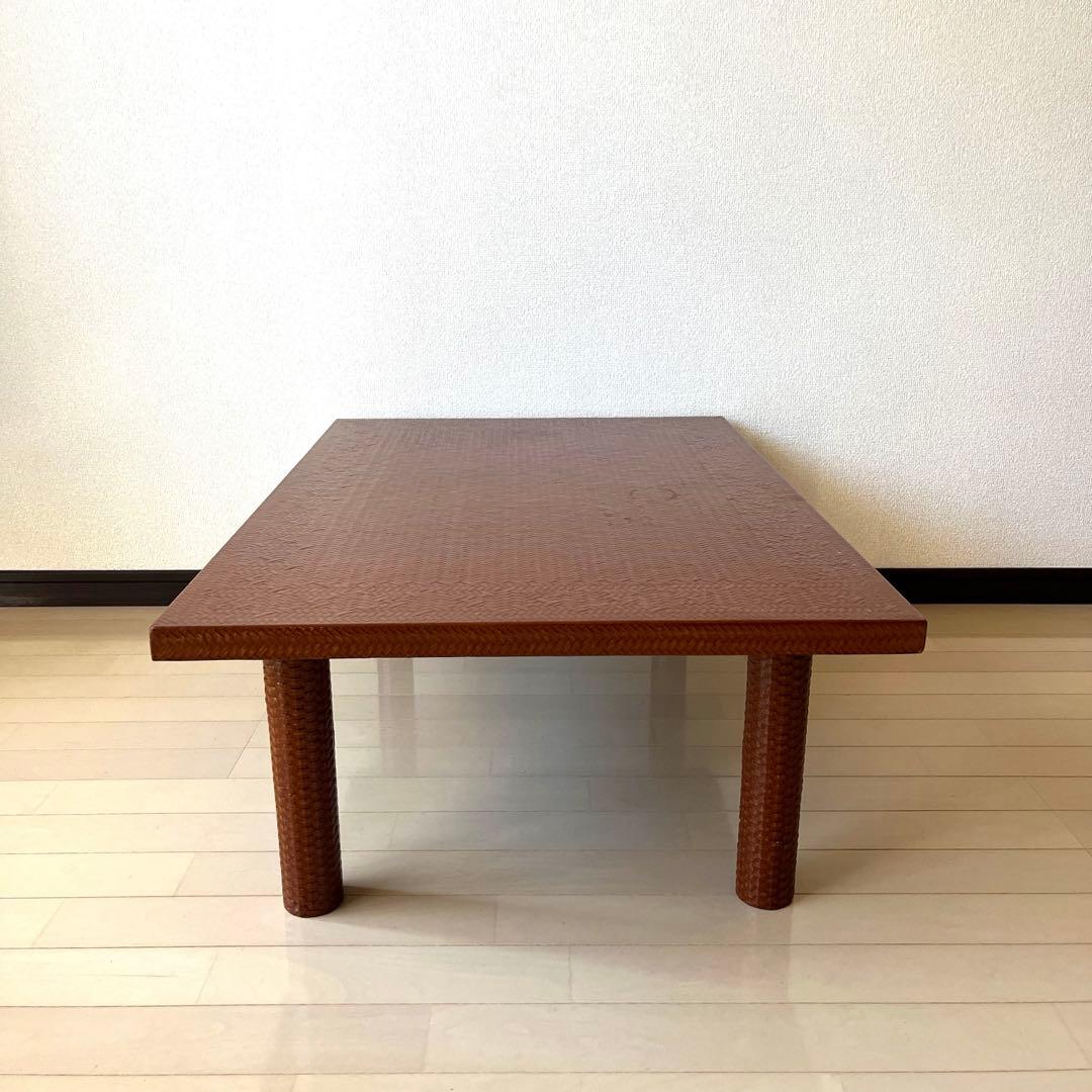 井上らんたい漆器 籃胎 丸脚応接台 茶 テーブル 定価25万円 伝統工芸