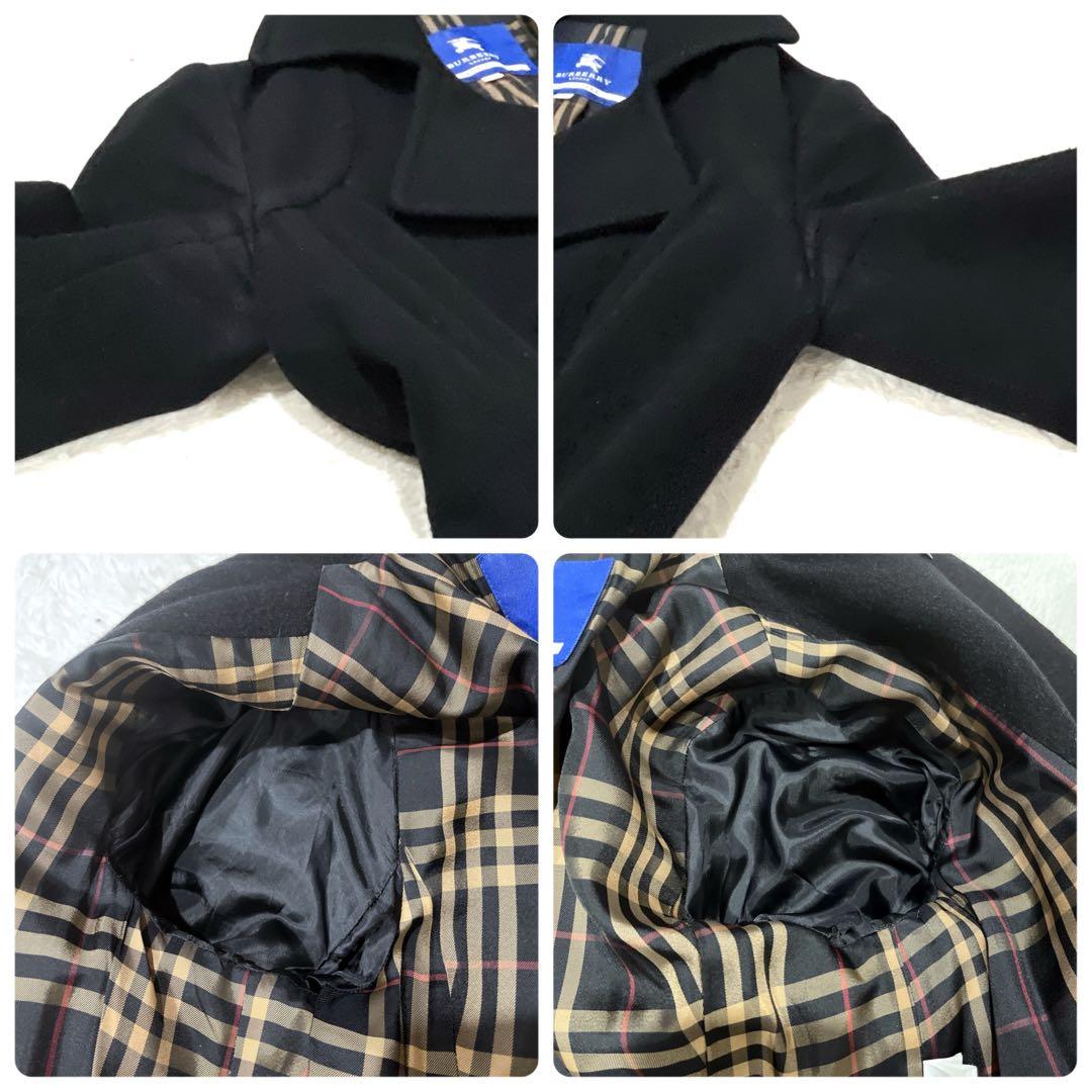 【y2k アンゴラ混】バーバリーブルーレーベル ロングコート チェック Aライン