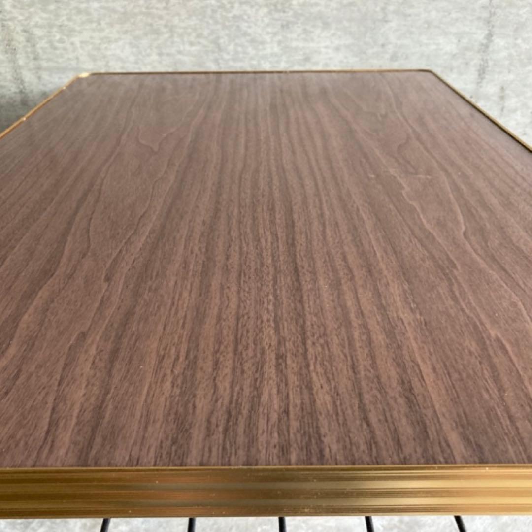 テーブル 机 折り畳み 鉄脚 作業机 食堂 木目調 棚付き 当時物 昭和 レトロ