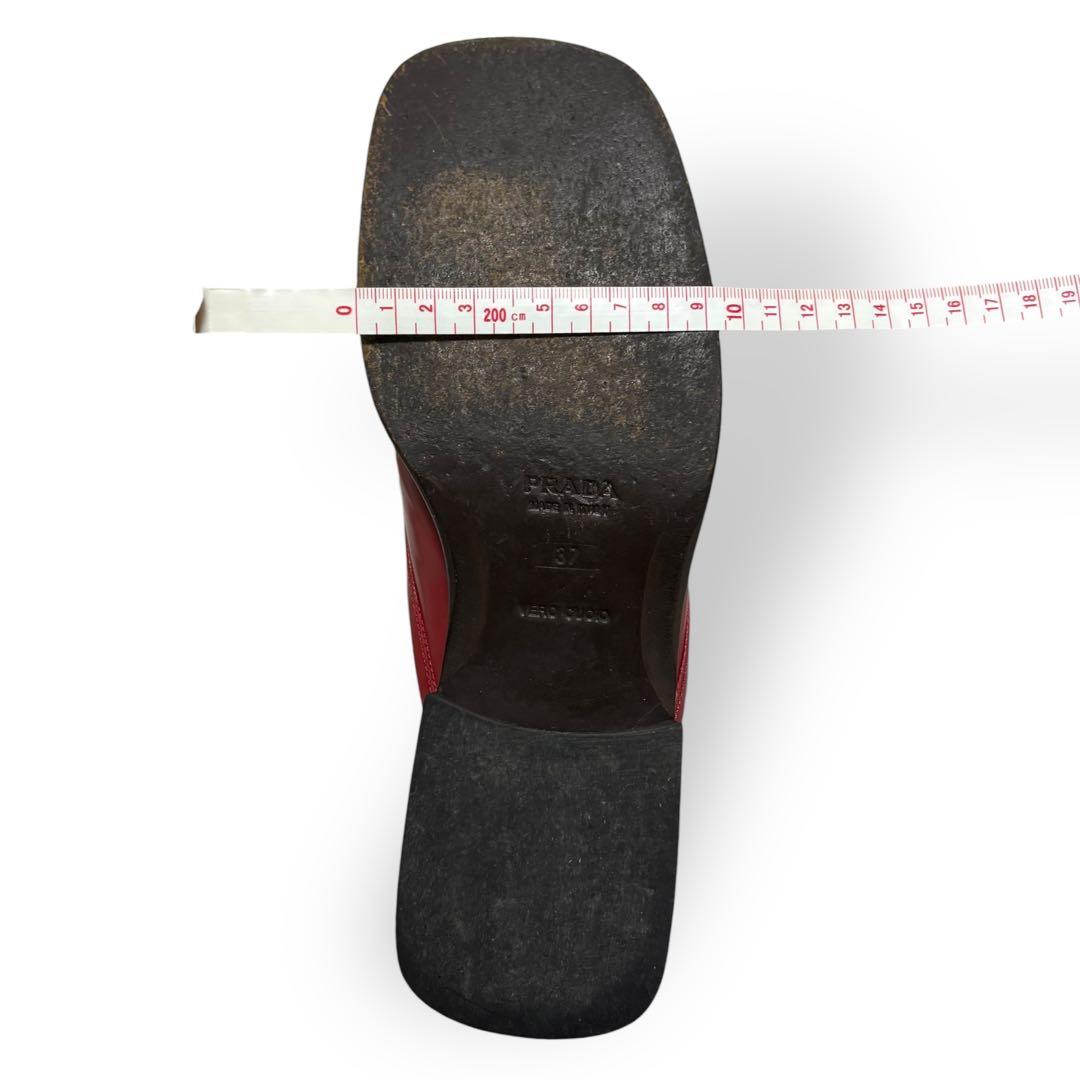 靴 99SS PRADA square toe leather mules red
