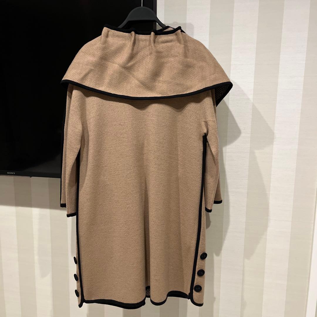 バニラ❣️ ランバン✨ニットコート　 毛100 暖かい　バイカラー