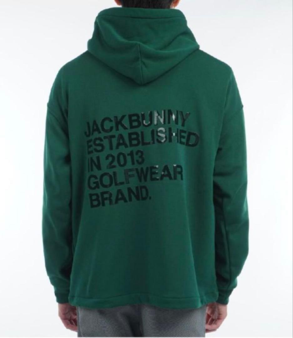 新品 パーリーゲイツ ジャックバニー ソフトタッチ 裏起毛パーカー(5)L/緑