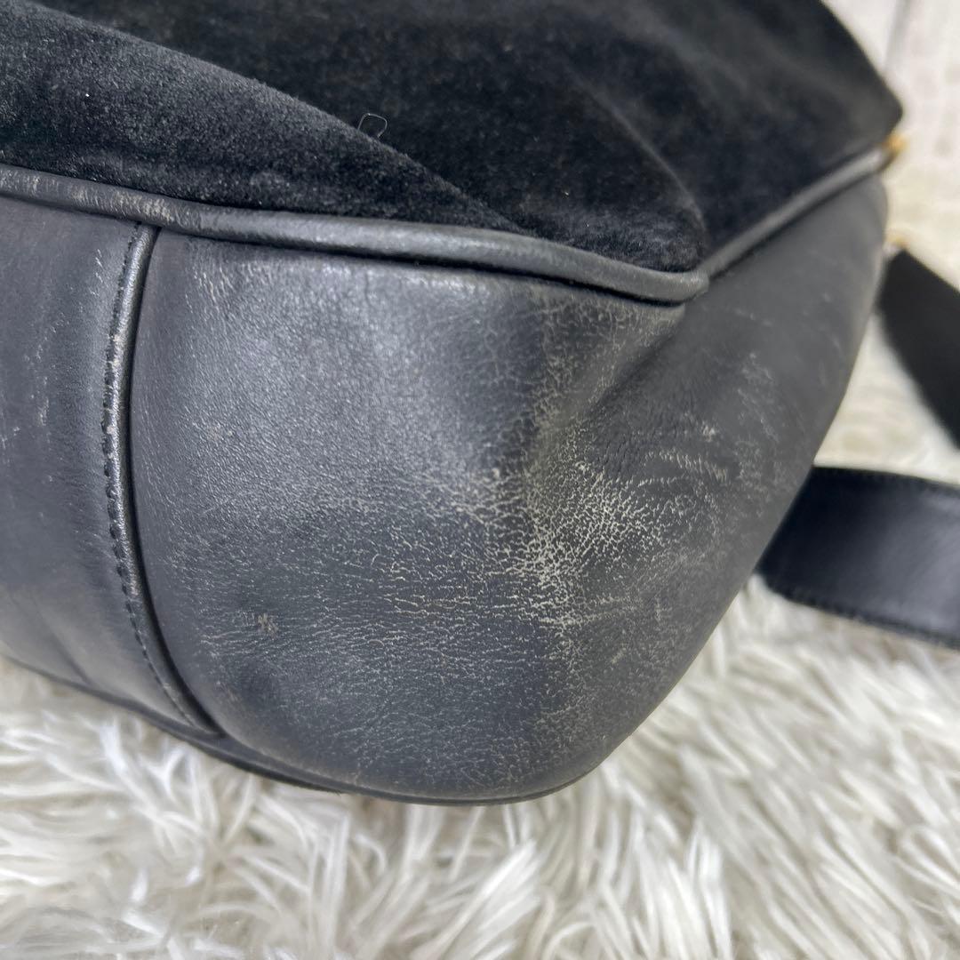 GUCCI バンブー　ショルダーバッグ　ハンドバッグ　スエード　レザー　黒