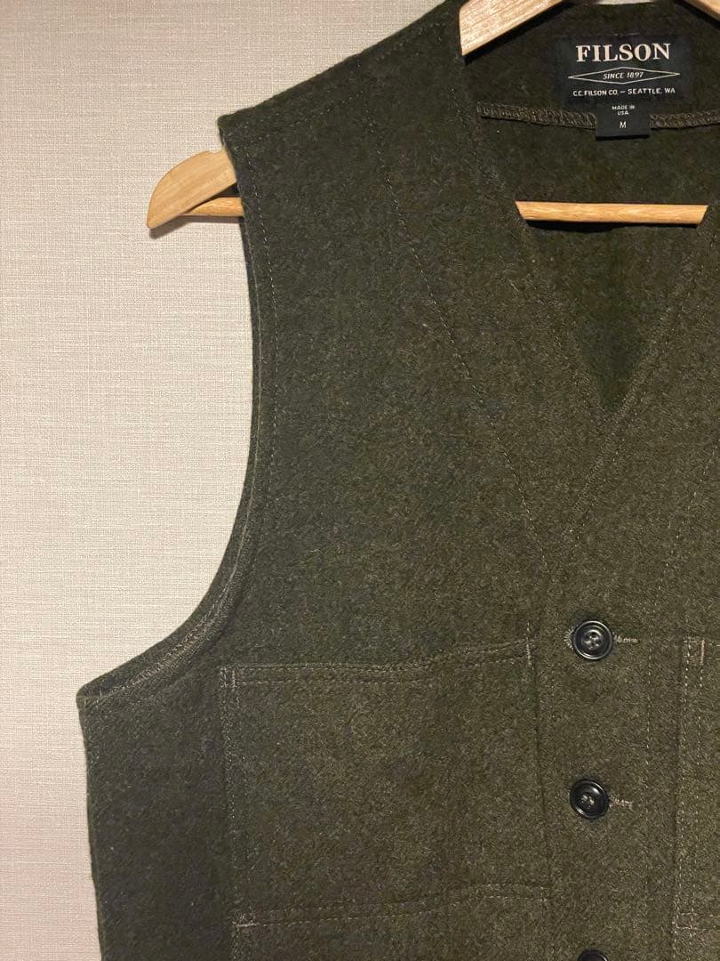FILSON ウールベスト Mサイズ オリーブグリーン