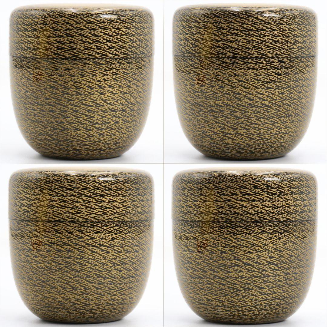 伝統工芸士 山崎達司作 松葉沈金 中棗 輪島塗 茶道具 共箱　V1004