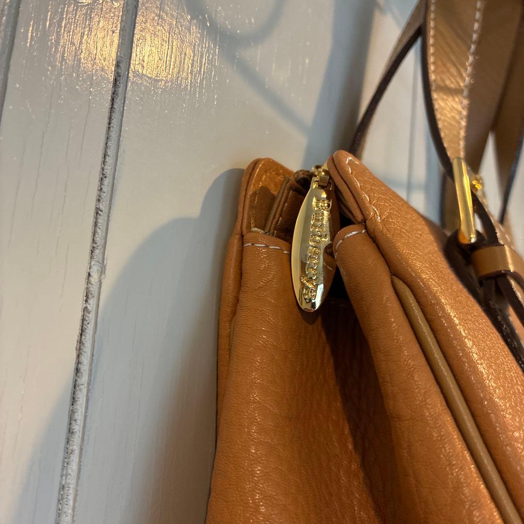 バーバリー レザー ノバチェック ベージュ ハンドバッグ キャメル　ゴールド